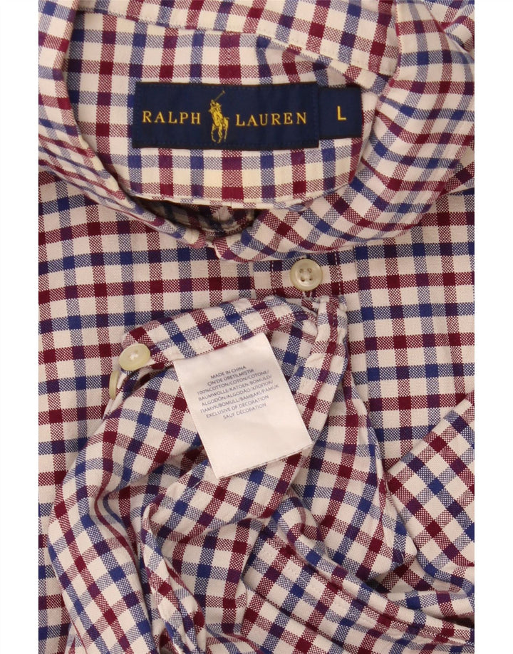 Polo Ralph Lauren Camisa masculina grande de algodão xadrez multicolorido