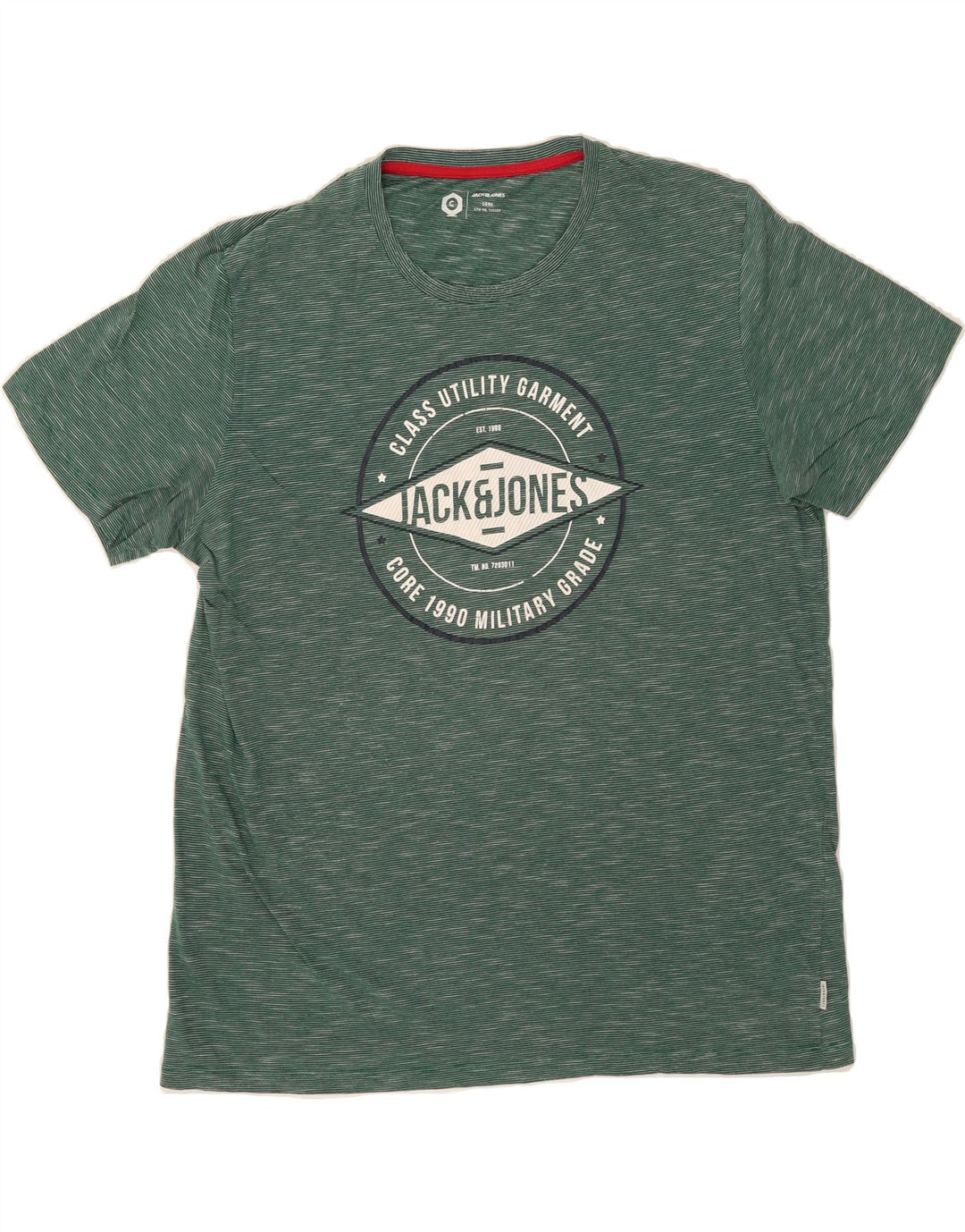 JACK & JONES Mens Core Graphic T-Shirt Top 2XL Green Flecked Cotton Vintage Jack & Jones and Second-Hand Jack & Jones from Messina Hembry 