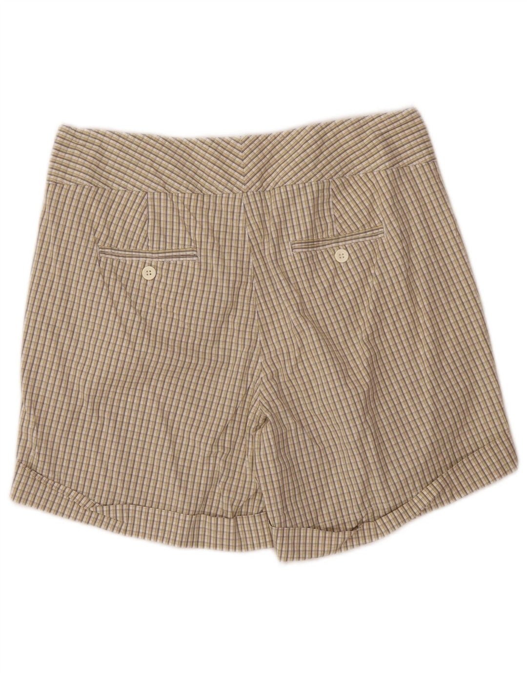 Shorts feminino Dockers ideal fit chino US 10 grande W32 algodão xadrez verde