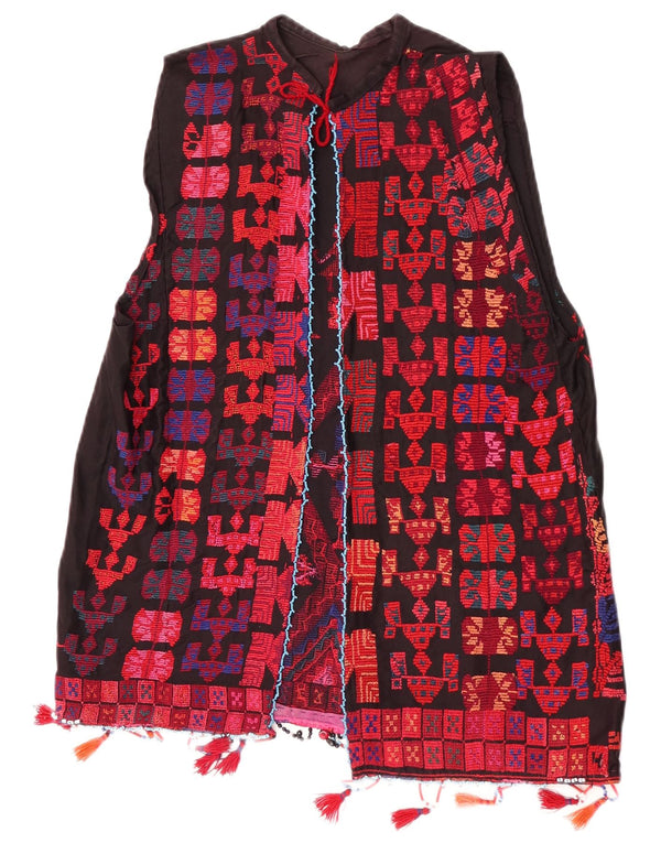 Colete feminino vintage UK 14 médio multicolorido geométrico asteca