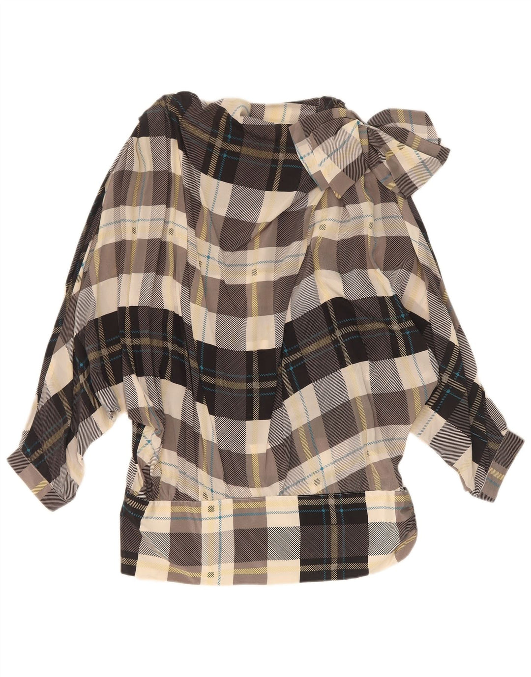 Blusa feminina vintage oversized IT 42 seda xadrez média multicolorida