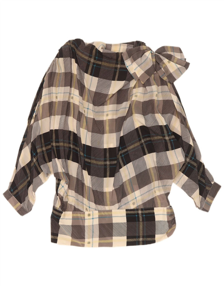 Blusa feminina vintage oversized IT 42 seda xadrez média multicolorida