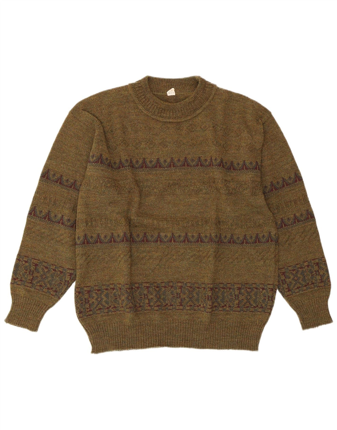 Suéter feminino VINTAGE com gola redonda IT 52 2XL verde geométrico