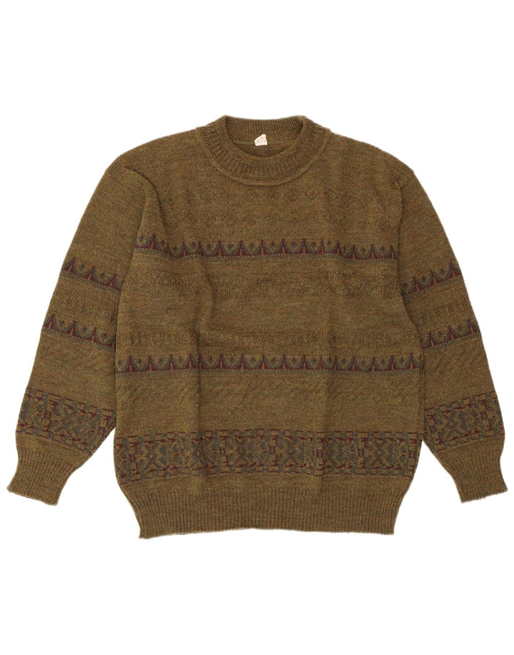 Suéter feminino VINTAGE com gola redonda IT 52 2XL verde geométrico