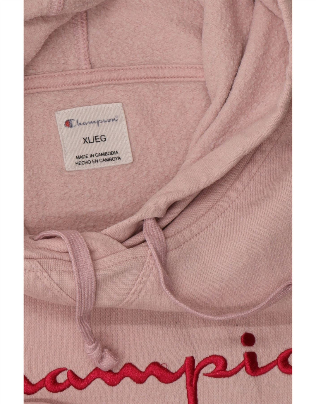 CHAMPION Womens Graphic Hoodie Jumper UK 18 XL Pink Cotton Vintage Champion and Second-Hand Champion from Messina Hembry 