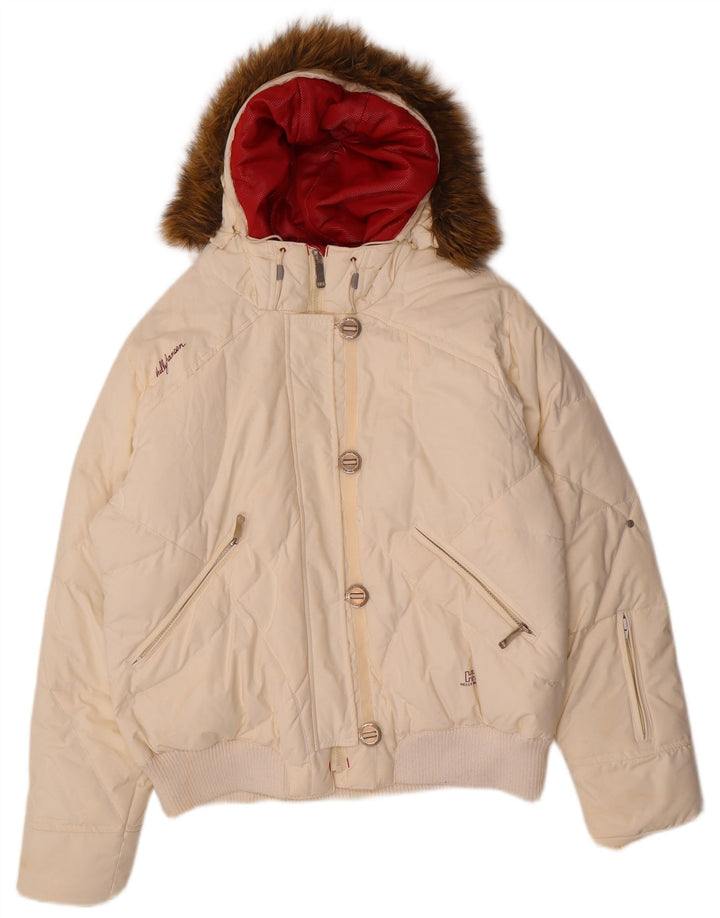 Jaqueta acolchoada com capuz feminina Helly Hansen UK 18 XL off white nylon