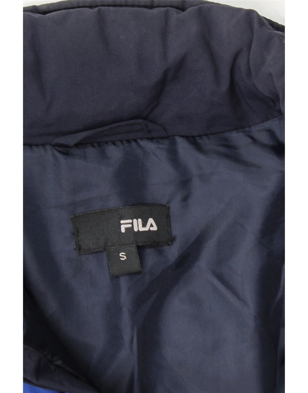 Jaqueta acolchoada masculina FILA UK 36 pequena azul marinho Colourblock poliamida