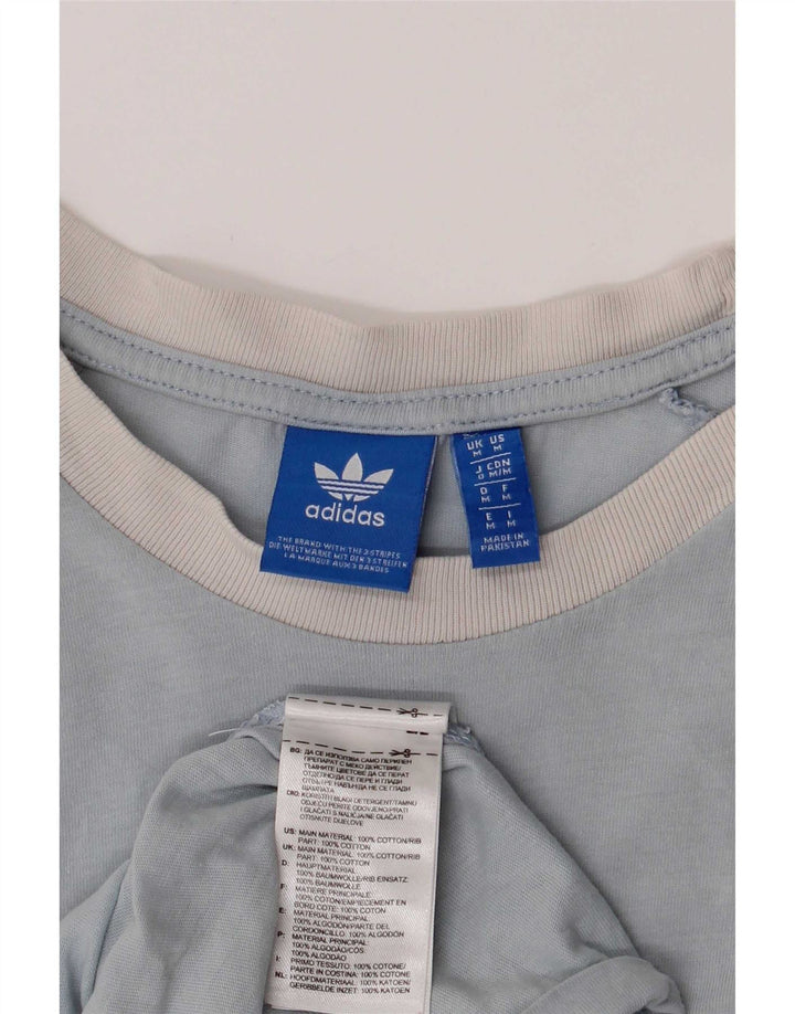 Adidas Mens Camiseta Top Médio Algodão Azul