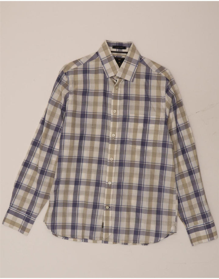 Camisa masculina Marks & Spencer Blue Harbor média de algodão xadrez multicolorido
