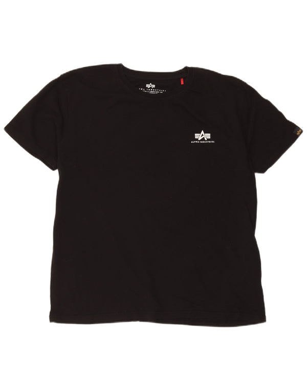 Camiseta feminina gráfica Alpha Industries UK 18 XL algodão preto