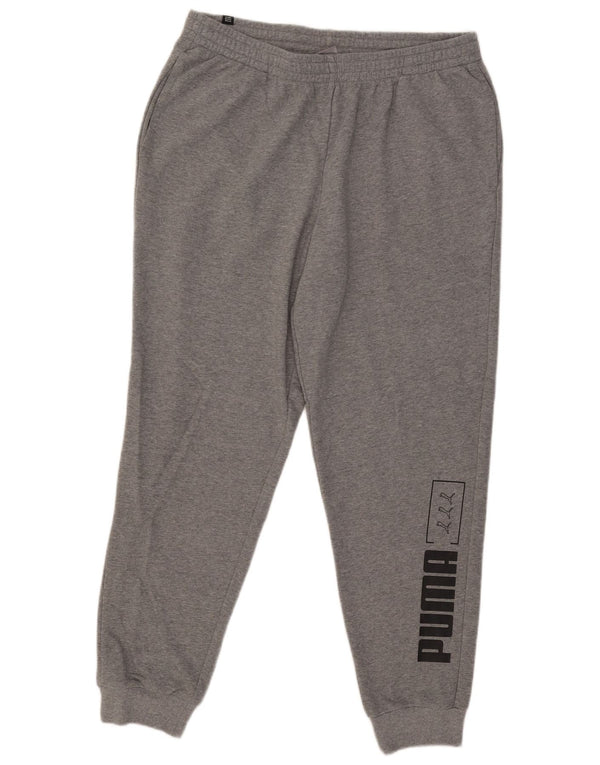 Calça de treino masculina Puma Graphic Joggers XL cinza manchado de algodão