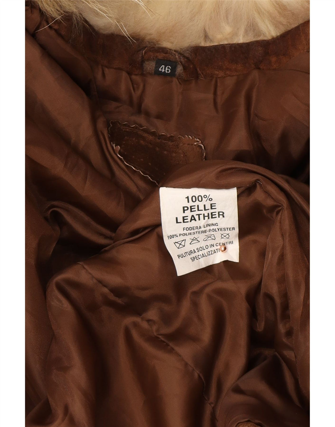 Jaqueta feminina VINTAGE de camurça aberta IT 46 grande couro marrom