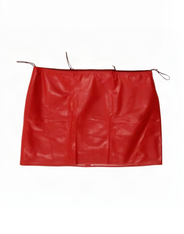 Minissaia feminina de couro sintético Max & Co. Reino Unido 10 pequena W30 poliéster vermelho