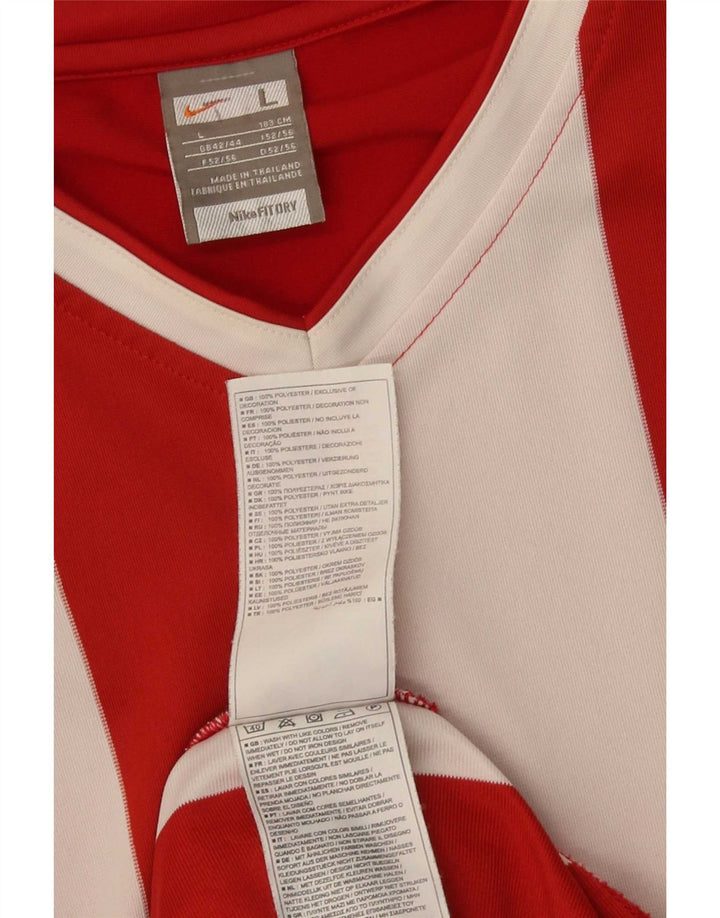 Top masculino Nike manga comprida UK 42/44 poliéster listrado vermelho grande