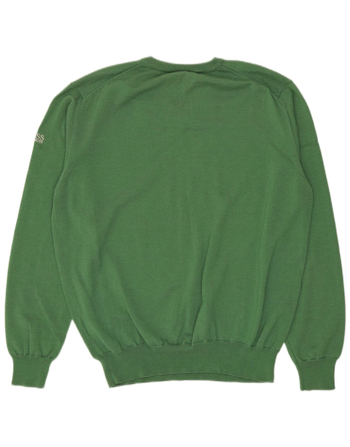 Suéter masculino HUGO BOSS com decote em V grande verde