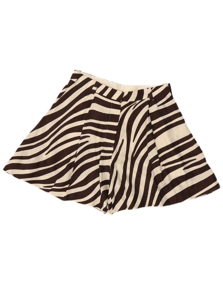 COS Shorts feminino casual EU 36 XS W28 marrom estampa animal Cupro