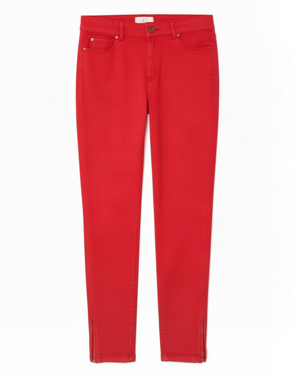 Calça feminina casual skinny Zara EU 42 grande W32 L29 algodão vermelho