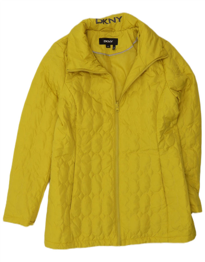 Jaqueta acolchoada feminina Dkny UK 12 poliéster amarelo médio moderno