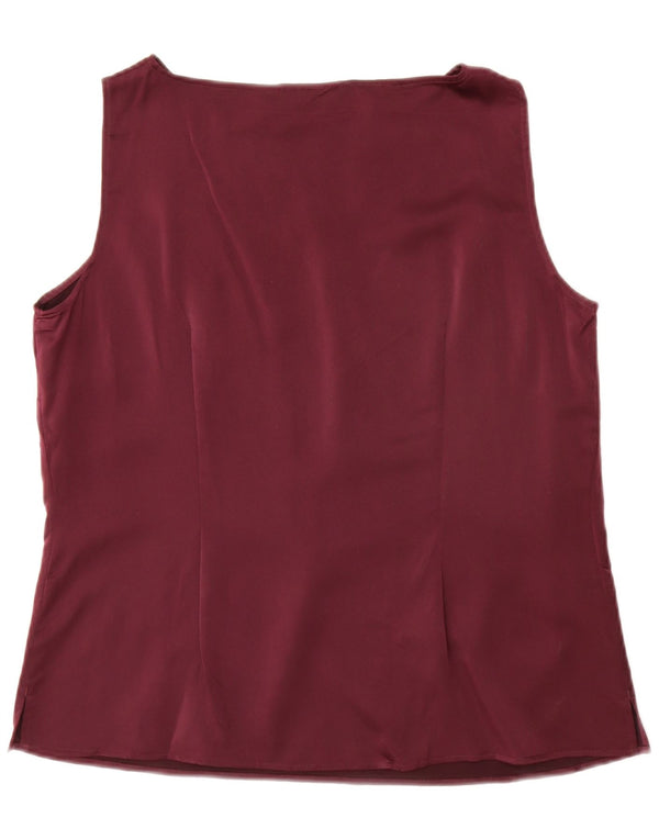 Blusa feminina sem mangas Marks & Spencer Reino Unido 18 XL Borgonha poliéster