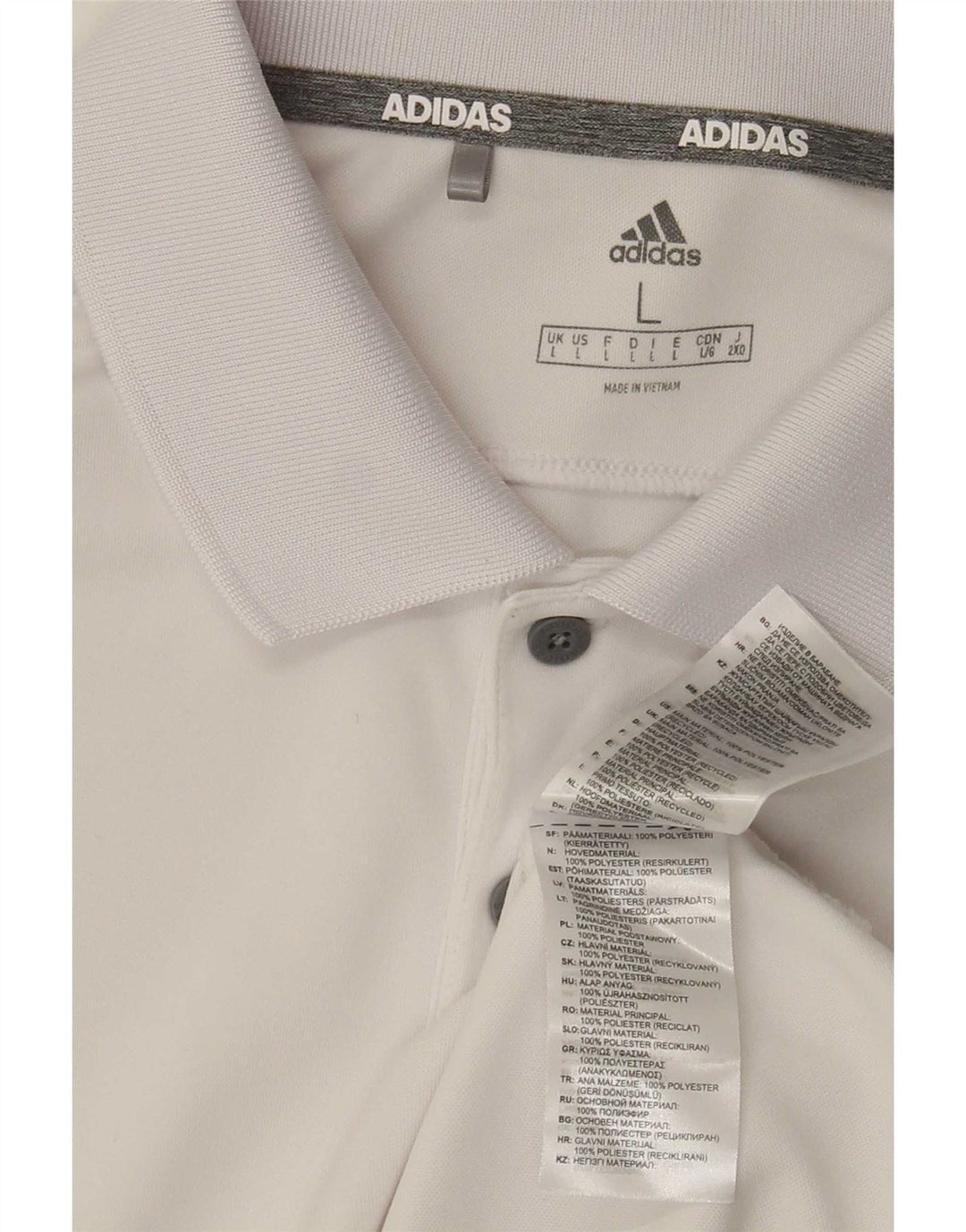 Camisa polo masculina Adidas grande poliéster branco