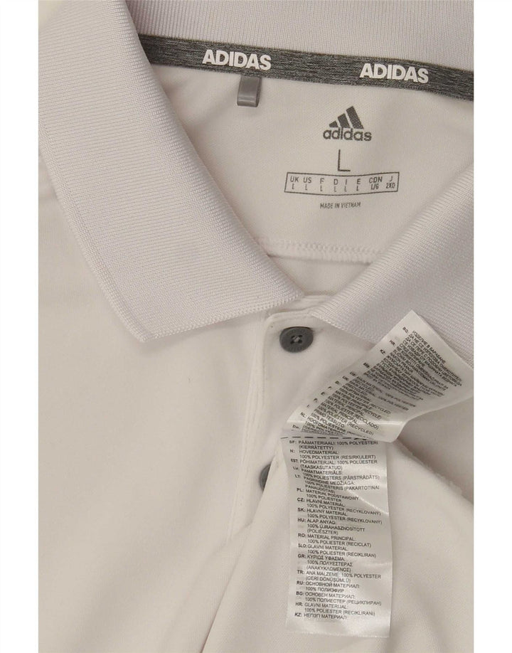 Camisa polo masculina Adidas grande poliéster branco