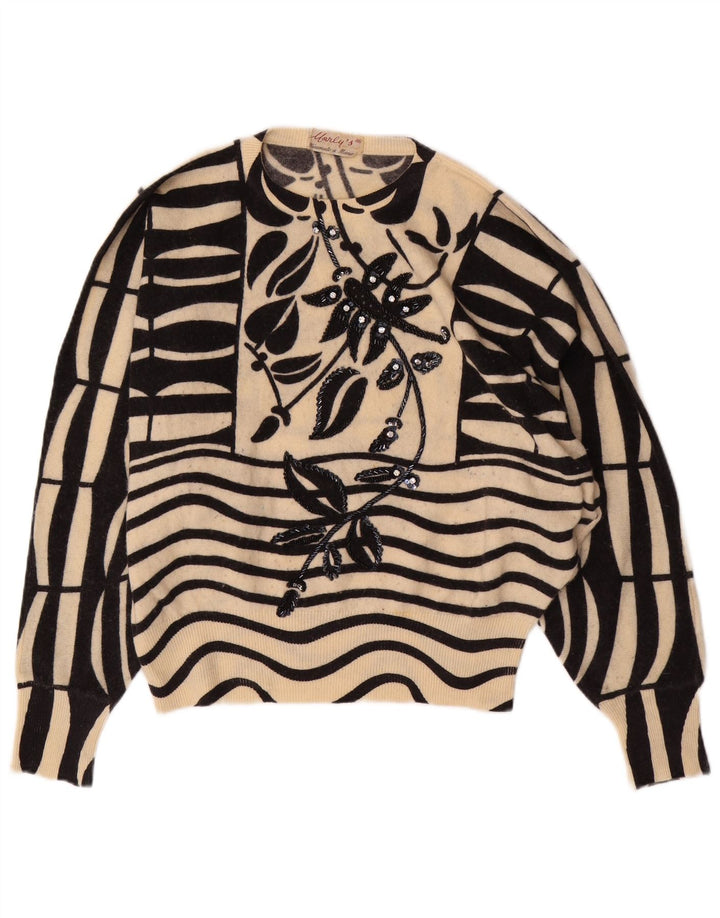 Suéter feminino MARLY'S Batwing com gola redonda EU 46 XL branco floral