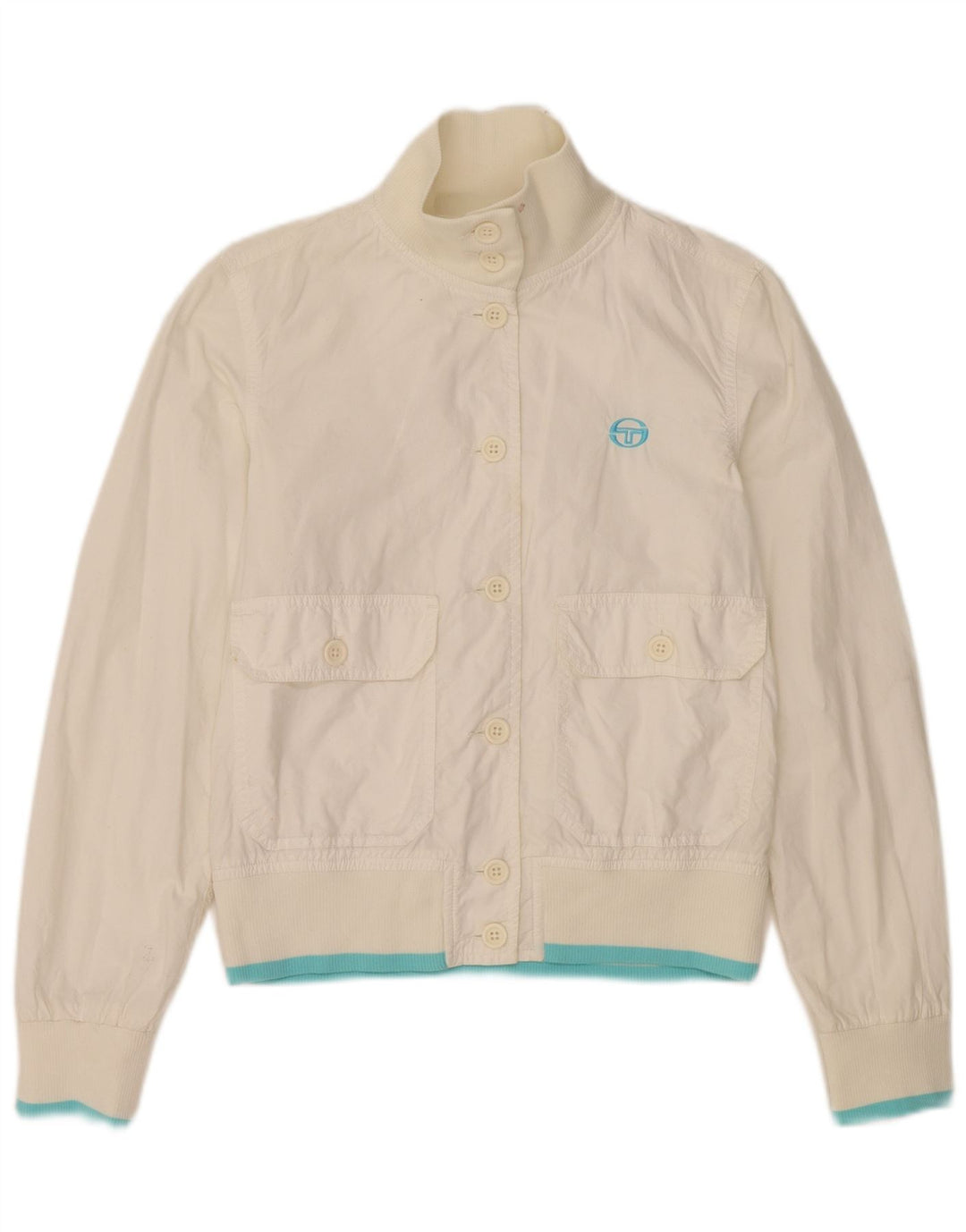 Jaqueta bomber feminina Sergio Tacchini Reino Unido 10 poliéster branco pequeno