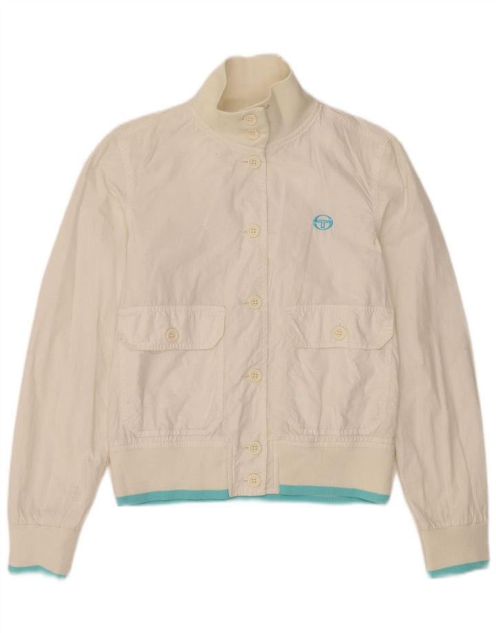 Jaqueta bomber feminina Sergio Tacchini Reino Unido 10 poliéster branco pequeno