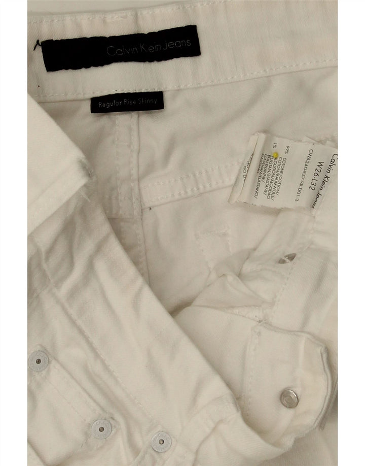CALVIN KLEIN Womens Regular Skinny Jeans W26 L32 White Cotton Vintage Calvin Klein and Second-Hand Calvin Klein from Messina Hembry 