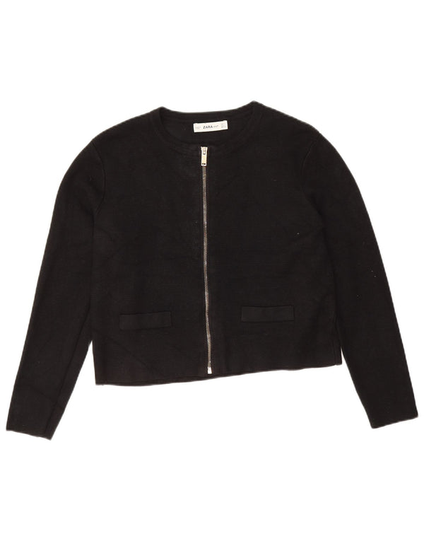 Zara Suéter Cardigan Crop Feminino Reino Unido 10 Pequeno Preto