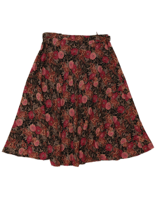 Saia feminina vintage linha A W30 médio rosa floral