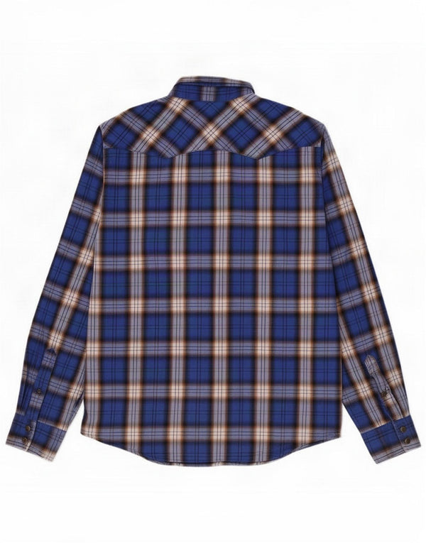 American Eagle Mens Flannel Shirt Large Blue Plaid Cotton