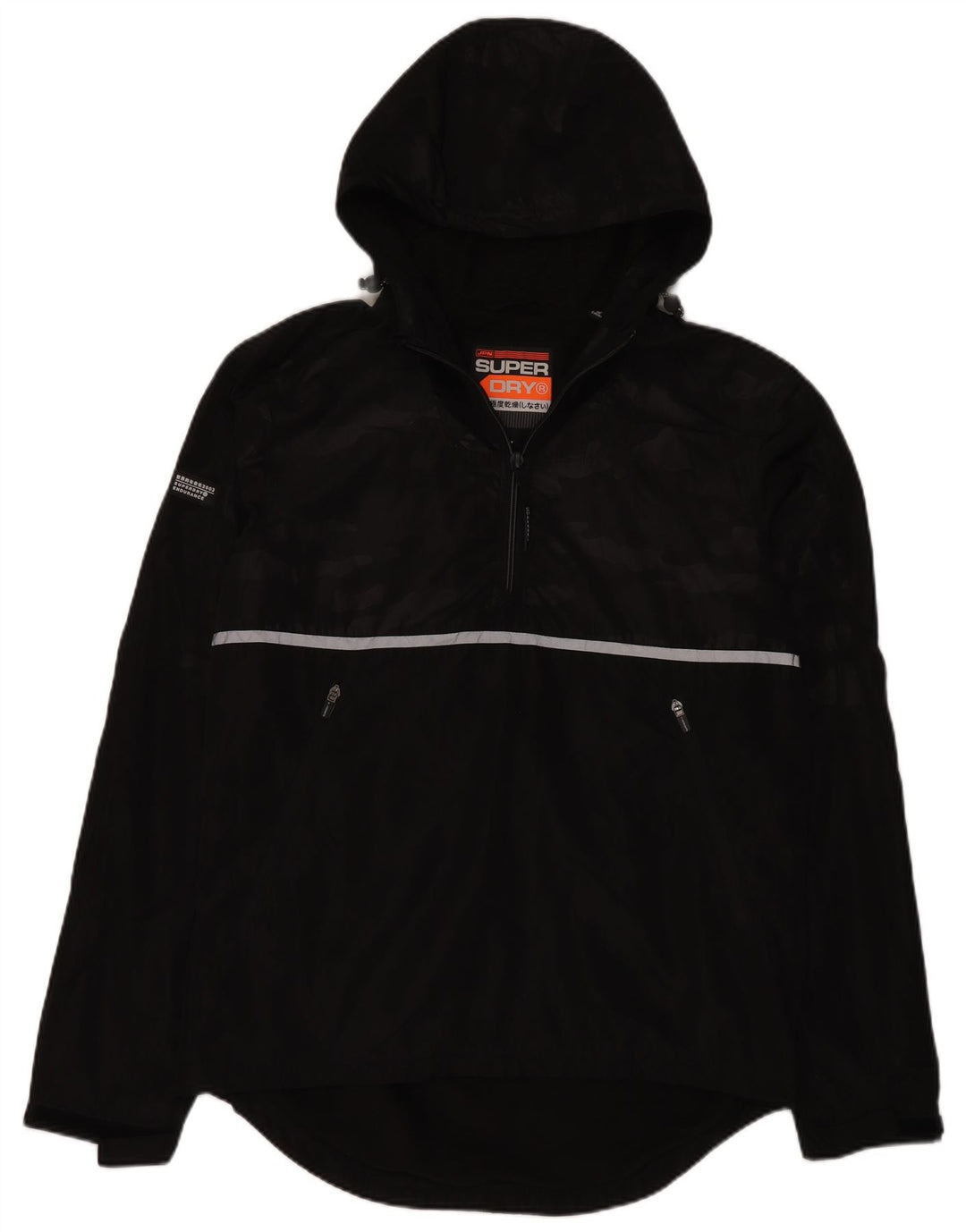 Jaqueta de chuva masculina Superdry com capuz 40 poliéster preto grande Reino Unido