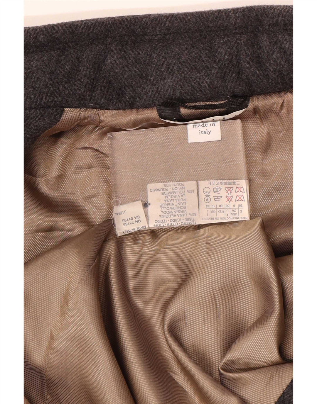 Casaco feminino militar duplo breasted Marella Reino Unido 10 lã cinza pequena