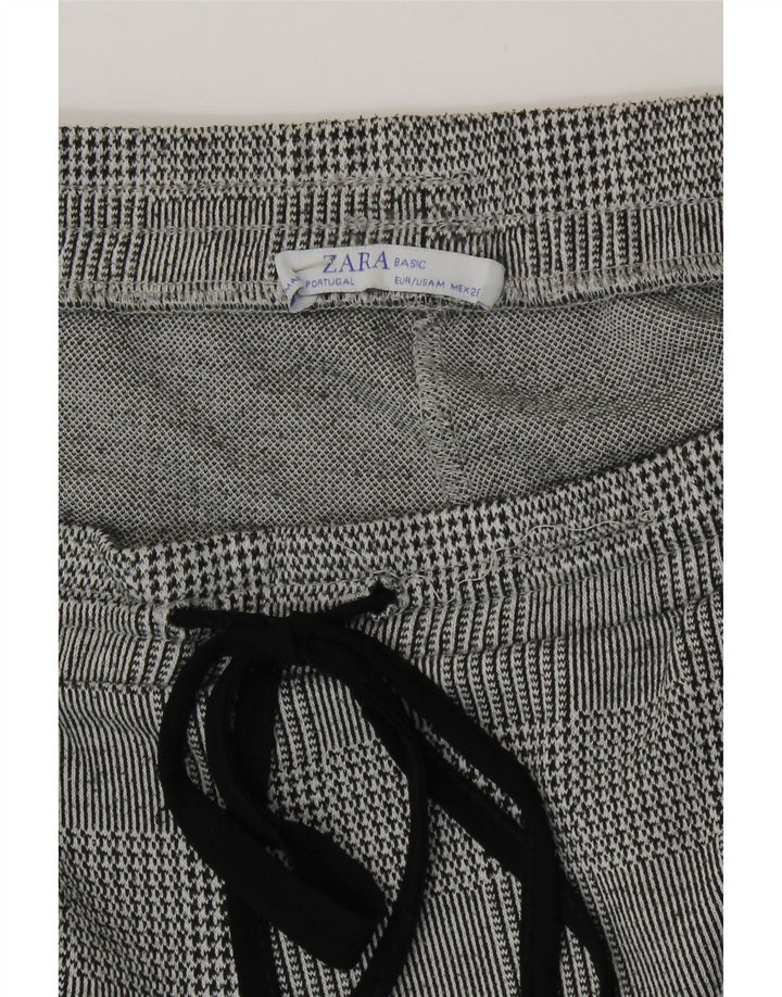 Calça de treino feminina Zara UK 12 cinza médio Houndstooth