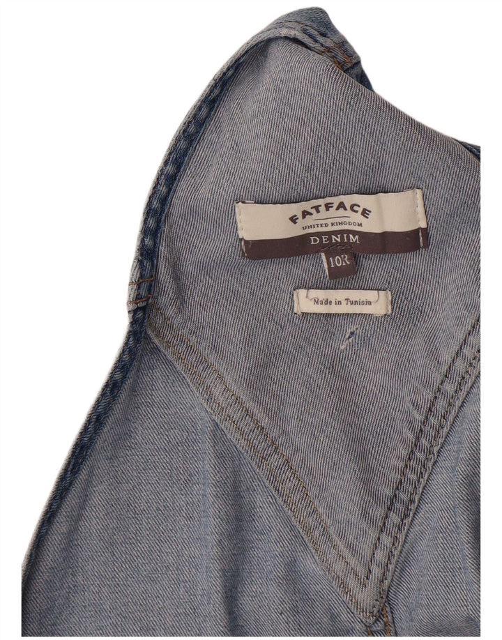 Shorts jeans feminino Fat Face Dungarees UK 10 pequeno W34 azul