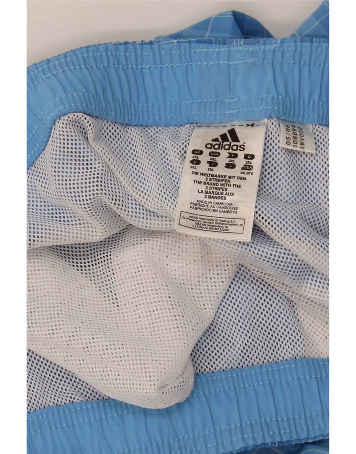 Shorts de natação masculino Adidas 2XL poliéster xadrez azul