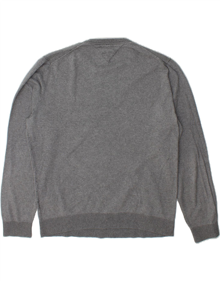 TOMMY HILFIGER Mens Crew Neck Jumper Sweater XL Grey Cotton Vintage Tommy Hilfiger and Second-Hand Tommy Hilfiger from Messina Hembry 