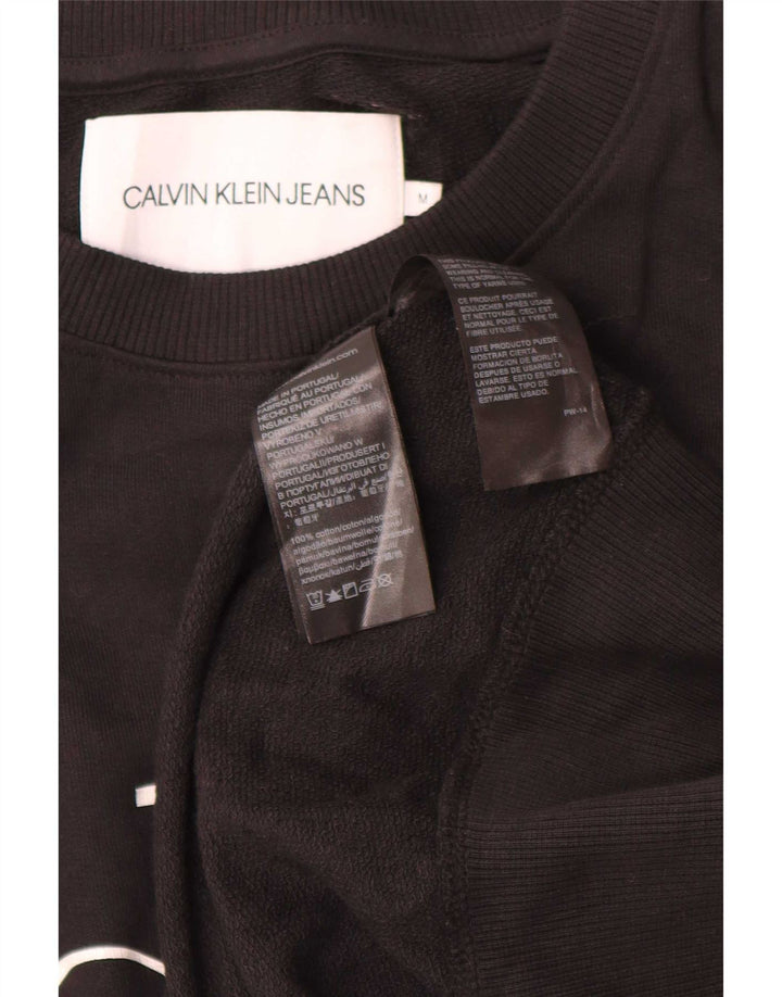 Calvin Klein Jeans Masculino moletom gráfico jumper médio algodão preto
