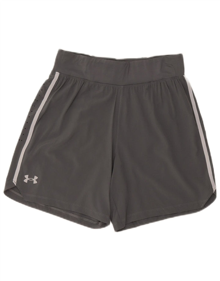 UNDER ARMOUR Shorts esportivos femininos UK 14 poliéster cinza médio