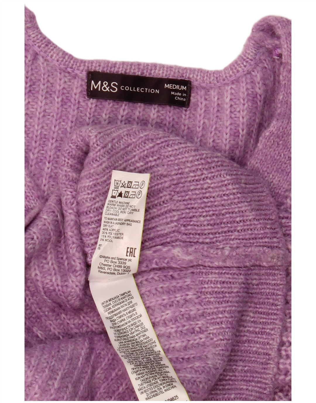 Suéter feminino Marks & Spencer grande com decote em V Reino Unido 14 médio roxo