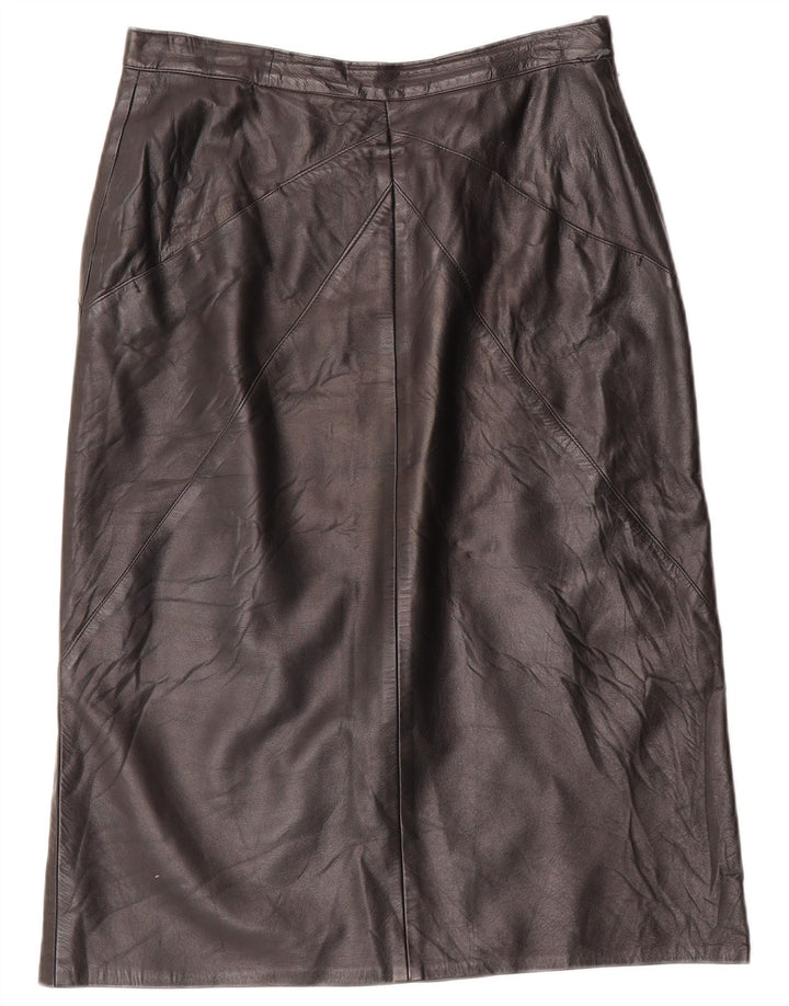 Saia feminina de couro VINTAGE IT 44 médio W30 preta