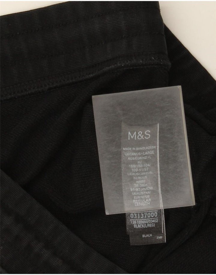 Calça esportiva masculina Marks & Spencer, joggers, algodão preto grande