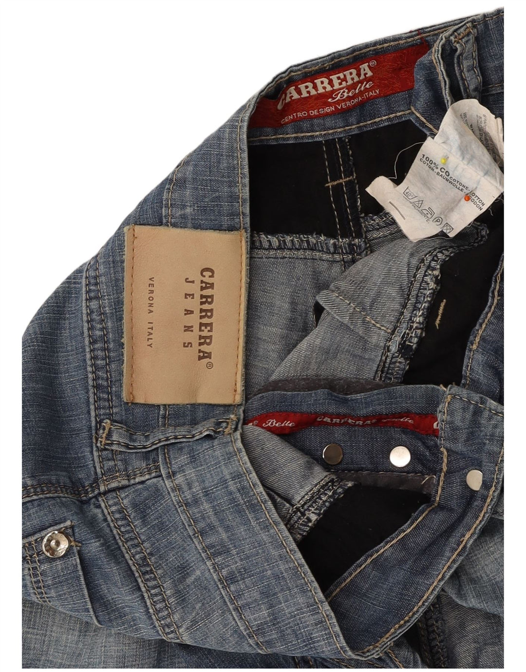 Shorts jeans feminino CARRERA W30 algodão azul médio