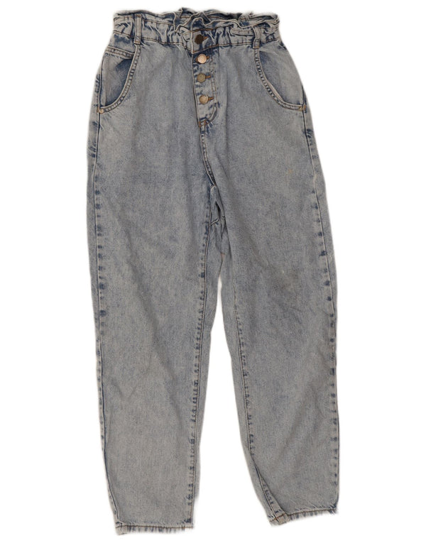 Zara Calça jeans feminina cintura alta solta EU 36 XS W26 L26 azul algodão