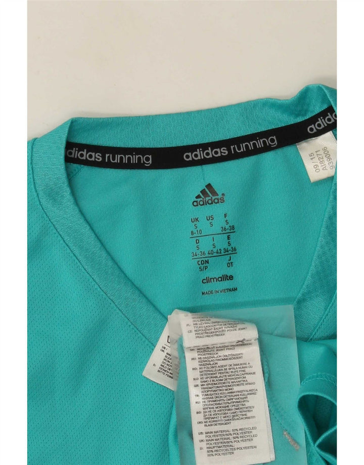 Adidas Womens Climalite T-Shirt Top UK 8/10 Pequeno Turquesa Poliéster