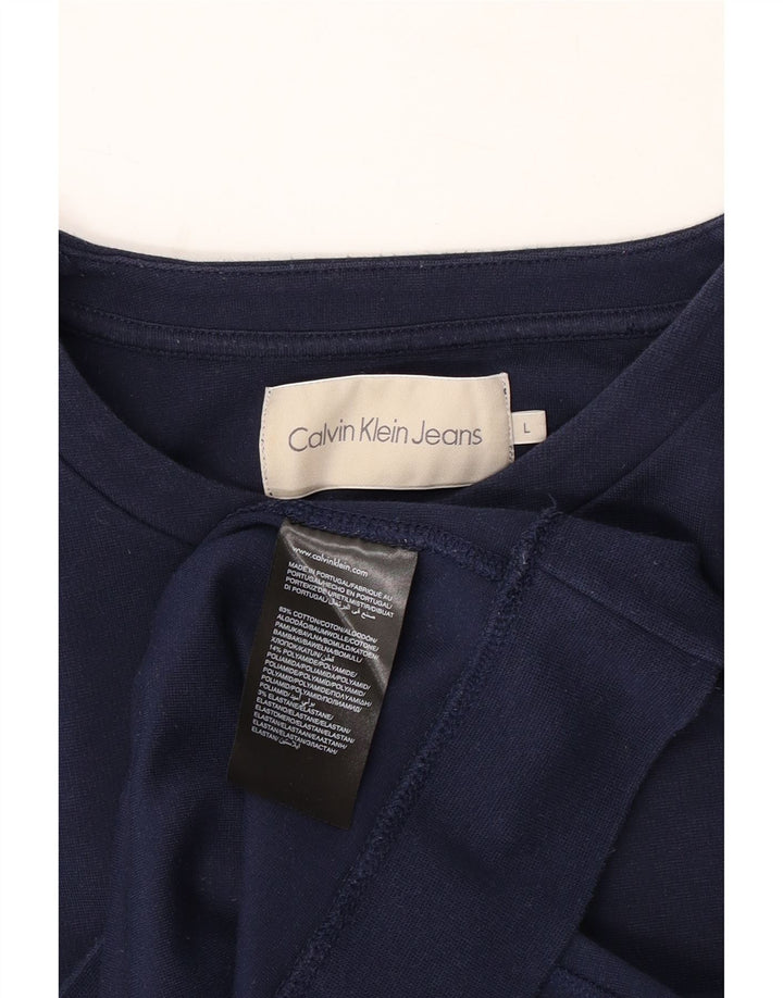 CALVIN KLEIN JEANS moletom masculino jumper grande algodão azul marinho