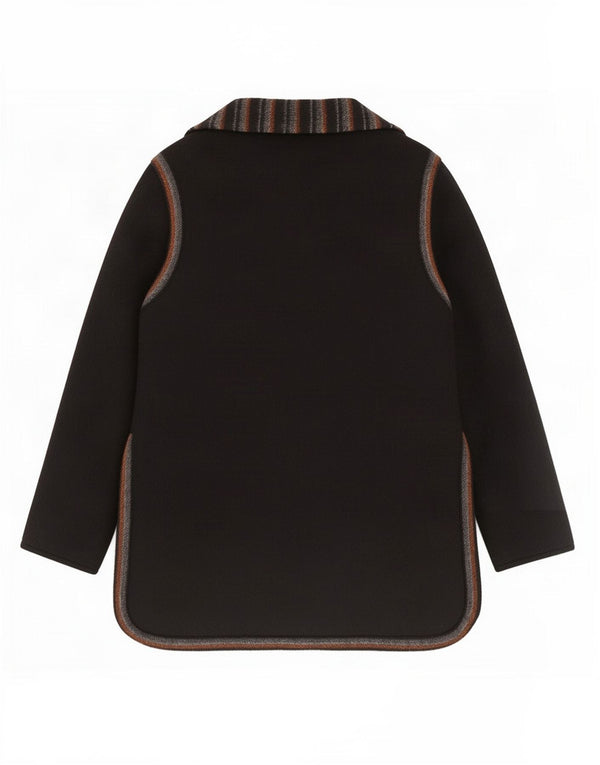 Sobretudo feminino vintage UK 14 listrado preto médio