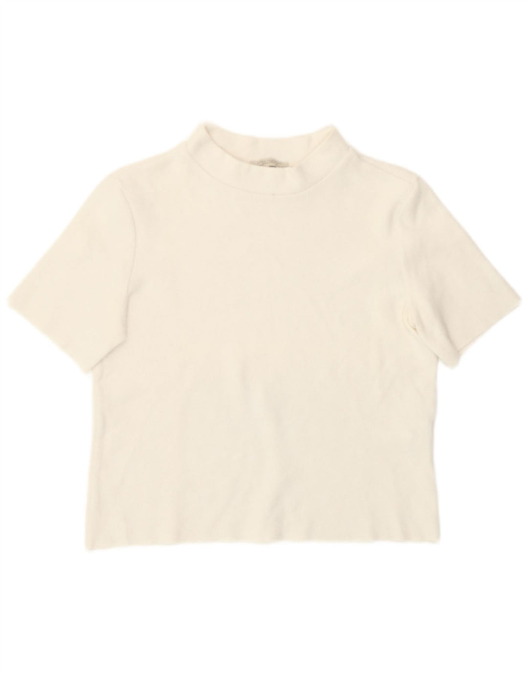 Zara Womens Crop T-Shirt Top UK 12 Médio Algodão Branco