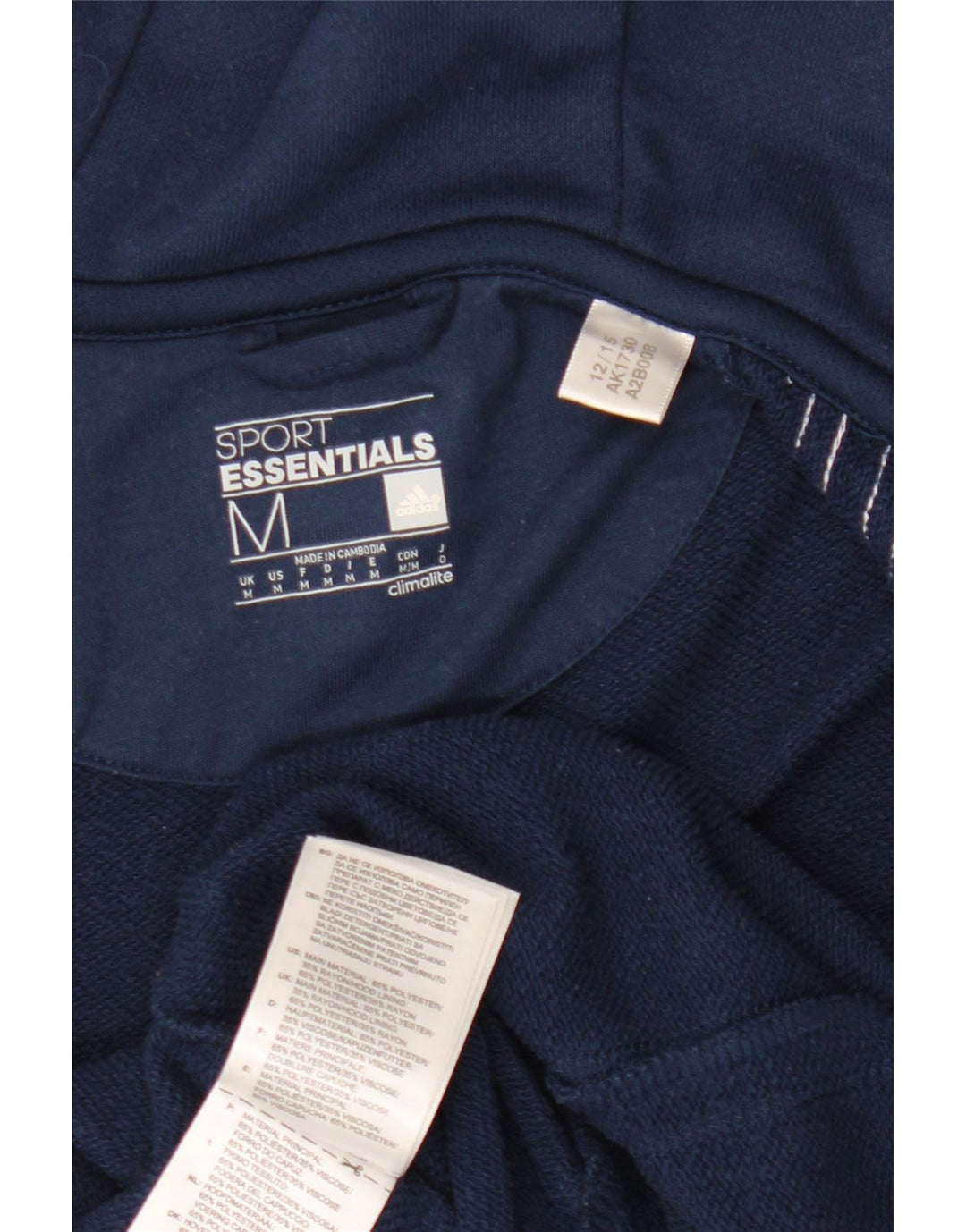 ADIDAS Masculino Climalite Zip Hoodie Suéter Médio Azul Marinho Poliéster